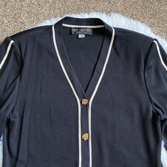 St. John Collection by Marie Gray Santana Knit Sweater Jacket Black Label Unworn - Picture 5 of 14